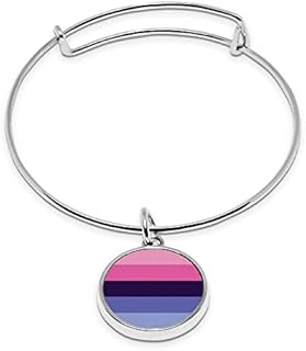 No-Clasp Onyx Pride LGBT Flags Fluorescent Print Cuff Bracelet in Stainless Steel for Unisex Modern Design