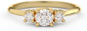 0.42 Cttw Round Cut Natural Diamond (Color - H - I,Clarity I1- I2) | Elegantly Delicate Three Stone Engagement Ring For Women | Crafted In 14K Rose,White,Yellow Gold