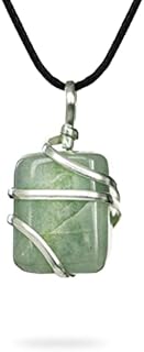 AYANA Raw Aquamarine Healing Crystal Pendant Necklace with Cord Chain and Lobster Clasp, Handmade & Ethically Sourced, Beneficial for Throat and Third Eye Chakras