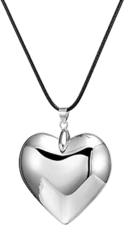 Chunky Glass Puffy Heart Choker Necklace Big Red Crystal Glass Heart Necklace Y2K Aesthetic Jewelry for Women Teen Girls