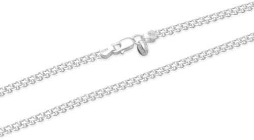 Adabele 1pc Authentic Solid 925 Sterling Silver 2.4mm Diamond-Cut Bismark Chain Necklace Tarnish Resistant Hypoallergenic Nickel Free Women Men Jewelry Made In Italy