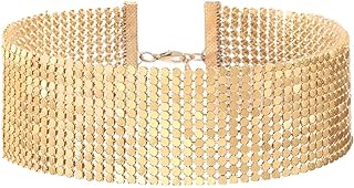Sparkly Sequin Mesh Necklace Adjustable Gold Choker Chain Party Costume Jewelry for Women and Girls