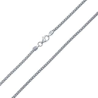 Unisex Bali Balinese Nickel-Free .925 Sterling Silver Coreana Caviar 14K Gold Plated Oxidized Black Popcorn Chain Necklace For Men Women 16 18 20 24 Inch