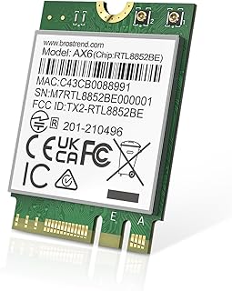 BrosTrend Carte Réseau WiFi 6 et Bluetooth 5.2, AX1800 1800Mbps, Format M.2 NGFF, Idéale pour Ordinateurs Portables sous Windows 10/11, Parfaite pour le Télétravail et le Gaming