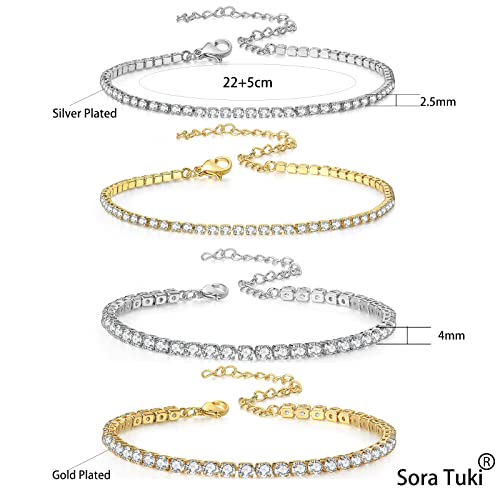 Diamond Anklets for Women Tennis Ankle Bracelets for Women Silver Anklets for Women Waterproof Rhinestone Anklet Crystal Ankle Bracelet Gold Anklets for Women Summer Beach Foot Jewelry