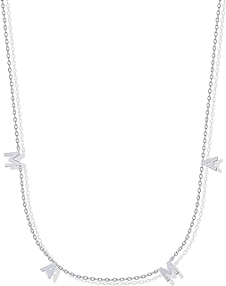 PAVOI 14K Gold Plated White Gold 'MAMA' Pendant Necklace with Dainty Cable Chain for Mothers - Elegant Mother's Day Jewelry Design