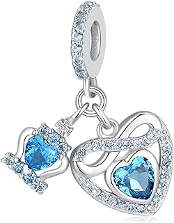 Citrine Birthstone Charm Bracelet for Women with White Gold Plated Silver Chain - 925 Sterling Silver Infinity Heart Design - Perfect for Pandora Bracelets and Necklaces - Ideal Birthday or Mother's Day Gift