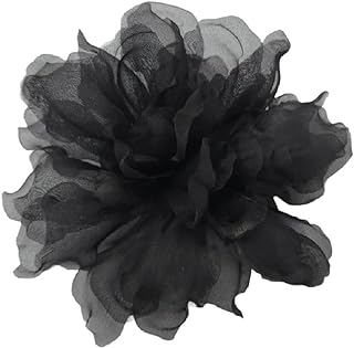 Black Flower Gardenia 4.5" Silk Organza Millinery Fabric Artificial Flowers Brooch Pin Handmade in USA