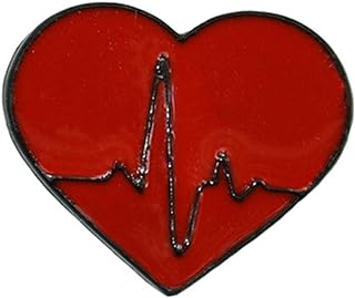 Red Heart Brooch for Women Girls Men Fashion Cute Enamel Heartbeat Badge Lapel Pin Dress Suit Scarft Accessories Christmas Wedding Valentine's Jewelry Gifts for Her