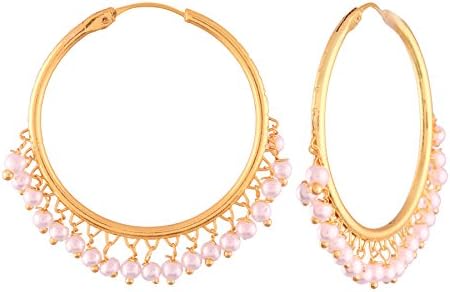 I Jewels Rhodium Plated Stylish Indian Wedding Bollywood Party Wear Hoop Earrings for Women (E2628)