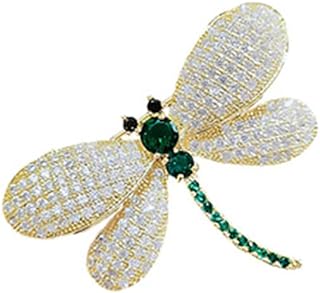 Chinese Crystal Alloy Dragonfly Brooch in Vibrant Green or Rich Red - Whimsical Style & Luxury Shimmer for Women and Girls