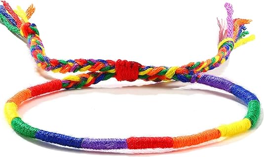 Rainbow LGBT Pride Bracelet for Lesbian Gay Bisexual Adjustable LGBTQ Pride Bracelets Handmade Braided Wristband Pride Month Friendship Bracelet Gifts for Men Women Bulk