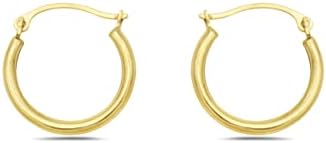PORI JEWELERS 10K Gold 1.5mm x15mm Hoop earrings - Jewelry for Women/Girls - Small Hoop Earrings