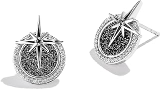 Jewelili Star Wars™ Fine Jewelry Guardians Of Light Women's Studs 1/5 CT.TW. White Diamonds Silver and Black Rhodium