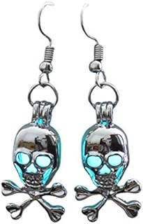 Skull Dangle Earrings for Women Luminous Glowing Skull Head Earrings Gothic Skeleton Head Drop Earrings Retro Glow in The Dark Skull Earrings Hook Halloween Earrings Jewelry Gifts