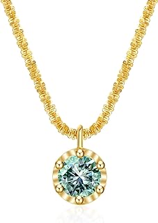 1~2CT Moissanite Necklace 925 Sterling Silver Pendant Necklace with 18K White Gold Plating, D Color VVS1 Diamond Necklace. Birthday, Anniversary, Christmas Gifts for Women