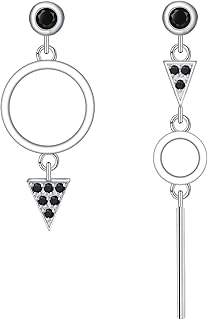 Micory Boucles d'oreilles Pendantes en Argent Sterling 925 avec Zirconium Noir, Taille 32x44mm, Hypoallergénique, Idéales pour Femmes et Cadeaux Spéciaux de Toutes Occasions