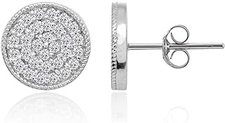 Sterling Silver Cubic Zirconia Round Polished Disc 11mm Small Button Stud Earrings