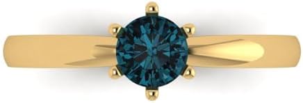 Clara Pucci 0.50ct Round Cut Yellow Topaz Engagement Ring in 14k Yellow Gold for Women - Elegant Solitaire Design