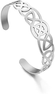 LIKGREAT Hollow Celtic Knot Stainless Steel Bracelets Viking Irish Cuff Bangle for Women Men