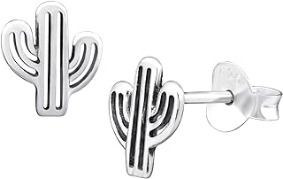 8mm Oxidized 925 Sterling Silver Cactus Studs Earrings Trendy Jewelry