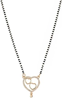 Efulgenz Mangalsutra Indian Gold Plated CZ Black Bead Pendant Collar Choker Necklace Jewelry