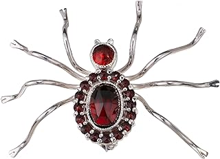 Bohemian Garnet Sterling Silver Spider Brooch