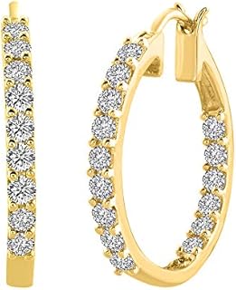 1 Carat (ctw) Diamond Inside-out Hoop Earrings in 14K Gold (I1-I2 Clarity)