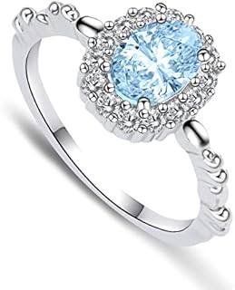 Kingdom Hearts Engagement Ring with Cubic Zirconia for Women, Heart of the Ocean Design, Size 5, D Color VVVS1 Gemstone, Moissanite Side Stones in 14K Gold Plated 925 Sterling Silver