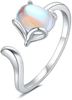 Fox Engagement Ring in 925 Sterling Silver, Open Adjustable Design for Women & Girls, Hypoallergenic Jewelry, Ideal for Birthday/Holiday Gifts.