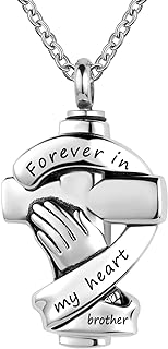 Praying Hands Cross Urn Necklaces Ashes Cremation Memorial Stainless Steel Keepsake Pendant Jewelry Forever in My Heart for Women Men