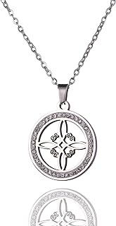TEAMER Rhinestone Witches Knot Necklace Stainless Steel Celtic Knot Pendant Amulet Jewelry for Women