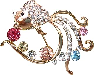 Navachi 18k Gold Plated Multi-Color Crystal Fish Porpoise Dolphin Brooch pin