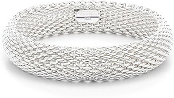 IVYRISE Bracelet 925 Sterling Silver Jewelry Sideway Big Flat Link Chain Mesh Bangle Bracelet for Women
