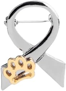 Women's Classic Paw Print Brooch in Silver with Cubic Zirconia & Reliable Pin Clasp - Versatile Ribbon Design Accessory