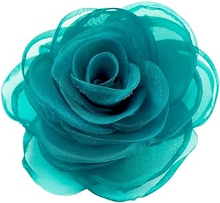Merdia Women's Turquoise Brooch in Durable Alloy with Alligator Clip, Flower/Rose Design for Adult Females