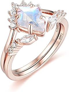 925 Sterling Silver Natural Moonstone Engagement Ring - Kite Cut Gem for Women - Perfect for Her, Romantic Gift Design