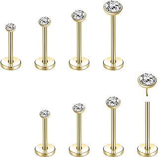 AccGin 8Pcs 20G 18G Threadless Push in Nose Stud Rings for Women Men Stainless Steel Nose Studs Nostril Piercing Jewelry CZ Nose Rings Studs 1.5MM 2MM 2.5MM 3MM Black Silver Gold Bar Length 7mm 5mm