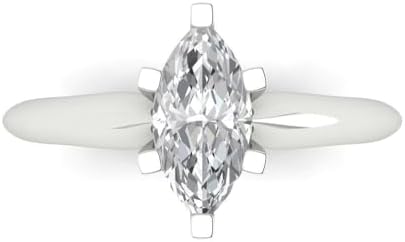 1Ct Marquise cut Lab Created Diamond - Clarity VS1-2 Color J-K 14k White Gold Solitaire Engagement Promise anniversary Ring
