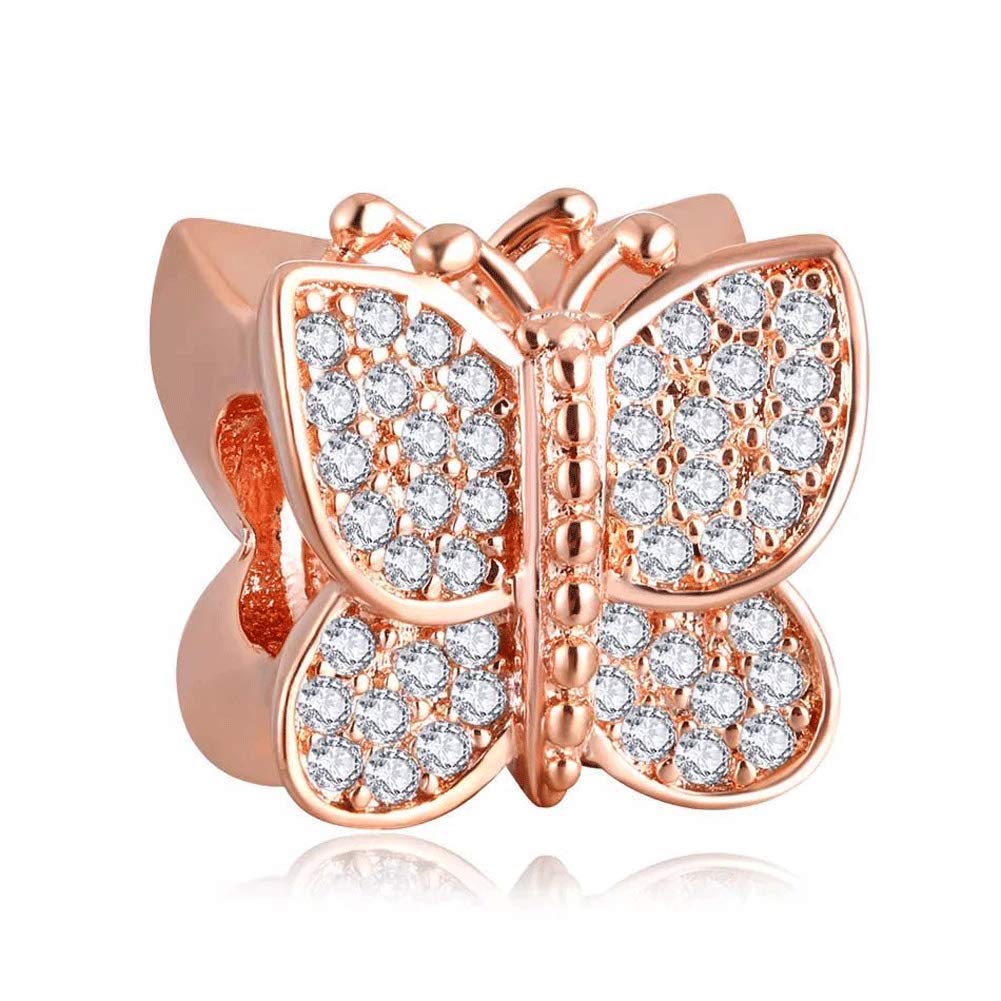 Sparkling Sparkling Butterfly with Australian Crystals Charm 925 Sterling Silver Bead for European Compatible Brand Bracelet