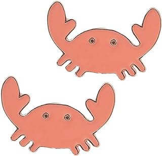 Vintage Alloy Crab Brooch Pins with No Gemstones for Apparel, Cartoon Design, Perfect for Shirts, Backpacks, and Collars- Pack of 2