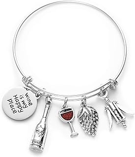Wine Lovers Wine Themed Gifts Bracelets For Women Flask Bangle Bracelet Wine Is My Happy Place Funny Gift Hostess Jewelry