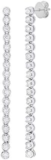 Dazzlingrock Collection 0.80 Carat (cttw) Round Lab Grown White Diamond Ladies Linear Bar Drop Earrings 3/4 CT
