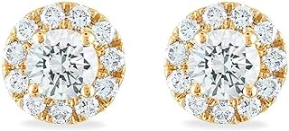 Auriga Fine Jewelry Mother's Day Gift 14k Gold Round Lab Grown Diamond Halo Stud Earrings (0.75ct To 1 ct, Color-D, Clarity-VS) Fine Jewelry For Women