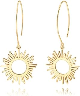 Geometric Drop Dangle Earrings Boho Statement Long Hoops 18k Gold Plated Lightweight Earrings for Women Girls