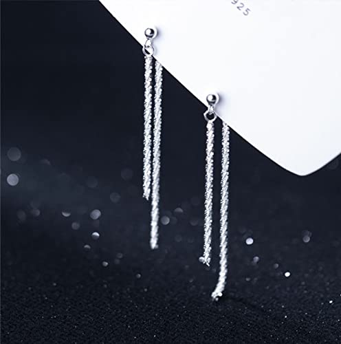Reffeer Solid 925 Sterling Silver Long Dangle Earrings Tassel Chain for Women Girls Minimalist Dangle Earrings Drops