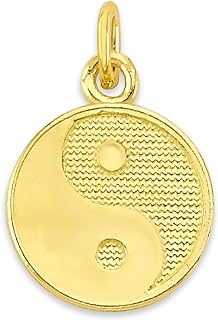 Jump-Ring Clasp 10k Yellow Gold Spiritual Yin Yang Charm Bracelet - Dainty Cute Microcharm Design, Made in USA