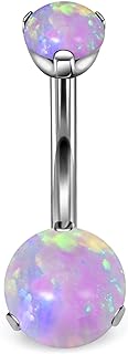 F136 Titanium Multicolor Brilliant Opal Navel Belly Button Ring VCH Piercing Jewelry for Women 14G 10mm Aretes Para El Ombligo Hypoallergenic