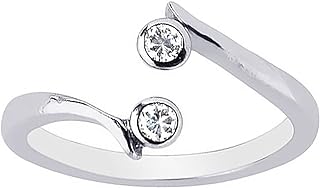 Ritastephens Sterling Silver 2 Cubic Zirconia Crossover Adjustable Ring or Toe Ring