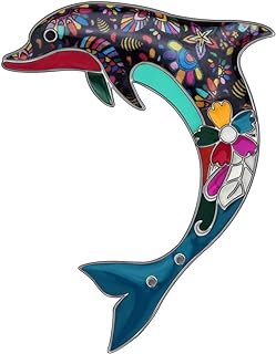 NEWEI Enamel Alloy Unique Ocean Dolphin Brooch Pin For Women Scarf Decoration Sea Animal Jewlery Charm